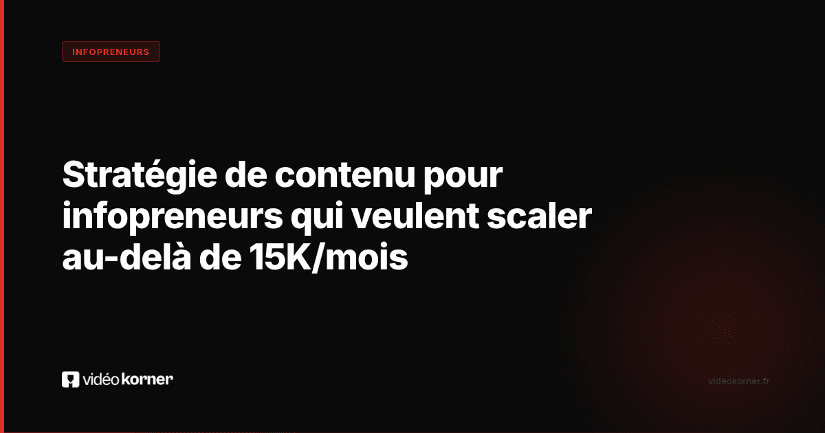 Stratégie de contenu pour infopreneurs qui veulent scaler au-delà de 15K/mois
